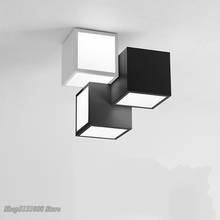 Combinación creativa negro luces de techo de acrílico moderna Led cuadrado lámpara de techo con Control remoto casa Deco accesorios de luz 2024 - compra barato
