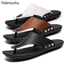 2021 New Summer Trendy PU Shoes Men Sandals Mens Flip Flops Men's Casual Shoes Classic Massage Anti-slip Beach Men's Slippers 2024 - buy cheap