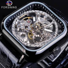 Forsining Transparent Automatic Gear Movement Leather Belt Business Fashion Casual Designer Automatic Wrist Watch Skeleton Clock 2024 - buy cheap