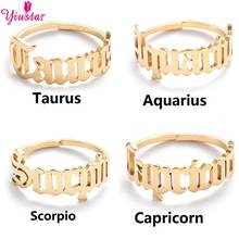 Stainless Steel New Couple Ring Female Lady Retro 12 Constellation Gold Silver Color Wedding Engagement Ring Sagittarius 2021 2024 - buy cheap