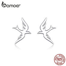 bamoer Spring Swallow Stud Earrings for Women 925 Sterling Silver Jewelry Vivid Flying Bird Earing for Girl 2021 Design BSE302 2024 - купить недорого