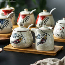 Japonês pintados à mão underglaze cerâmica tempero pote caixa de tempero garrafa de armazenamento criativo ferramentas de cozinha suprimentos 2024 - compre barato