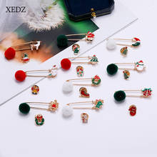 XEDZ-alce de Navidad, calcetines, campanas, árbol de Navidad, dulces, Papá Noel, nudos de lazo, bolas de pelo de patines, broche de papel, adornos de Holida 2024 - compra barato