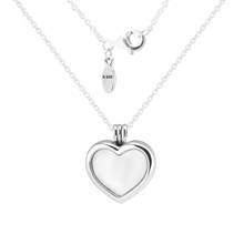 Glass Heart Shape Floating Locket Chain Necklaces for Women 925 Sterling Silver Necklaces Fine Jewelry Open Pendant DIY Making 2024 - buy cheap