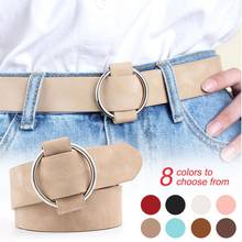 Women Round Metal Buckle Leather Belts Female Leisure Jeans Wild Without Pin Fashion All-Match Strap Belt 2024 - buy cheap