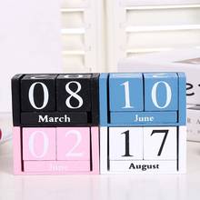 Large/Small Vintage Wooden Perpetual Calendar Eternal Block Month Date Display Desk Accessory Photograph Props Home Office Decor 2024 - buy cheap