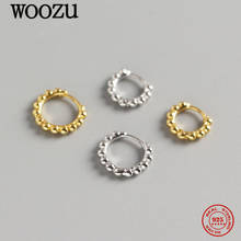 WOOZU-pendientes de aro con cuentas redondas para mujer, aretes pequeños, redondos, brillantes, minimalistas, Plata de Ley 925 auténtica, para fiesta, coreanos 2024 - compra barato