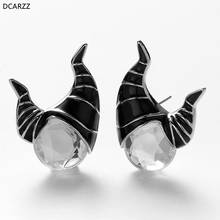 Rhinestone Maleficent Earrings  Black Horns Stud Earrings Women Halloween Party Cosplay Costume Villain Jewelry Wholesale 2024 - buy cheap