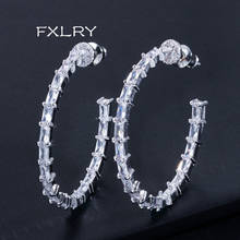 FXLRY Creative exaggerated bamboo earring high-end AAA zircon earrings  for Women Wedding Engagement Party Jewelry 2024 - buy cheap