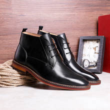 DESAI-zapatos de vestir de negocios para hombre, calzado informal de cuero genuino, botas Derby coreanas de alta calidad, bota elegante inglesa para caballero 2024 - compra barato
