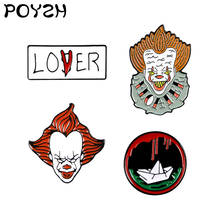 The Joker Enamel Brooch Love loser Club thriller Lapel Pin Clown Circular terror Paper boat Fan badge jewelry gift For friend 2024 - buy cheap