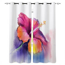 Hibiscus Flower Watercolor Flower Window Curtains Home Decor Living Room Kitchen Drapes Panel Curtains for Bedroom 2024 - buy cheap