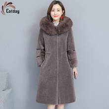 Cotday Long Large Size Thick Office Style Lady Coat Women Loose Autumn And Winter New Large Collar Temperament Mink Fur Coat 2024 - buy cheap