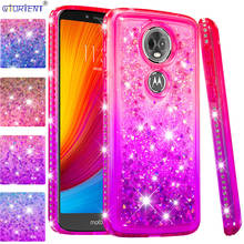 Capa com glitter bling glitter, motorola moto e5 plus, capa traseira e5 play, brilhante, diamante, dinâmico, líquido, areia movediça, à prova de choque 2024 - compre barato