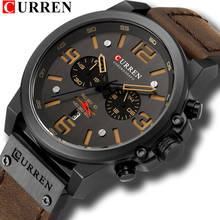 Мужские часы CURREN, спортивные, водонепроницаемые, армейские, с кожаным ремешком 2024 - купить недорого