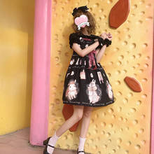 Vestido de lolita de encaje para chica, ropa retro con estampado de conejo, estilo victoriano, kawaii, gótico, lolita, jsk, loli, cosplay 2024 - compra barato