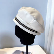 Новинка 2020, женская шапка, берет во французском стиле из искусственной кожи, Модный берет на молнии для женщин и девушек, мягкий модный берет во французском стиле художника 2024 - купить недорого