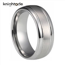 Tungsten Carbide Wedding Band Ring 8mm for Men Women Double Line Dome Brushed Polished Comfort Fit 2024 - buy cheap