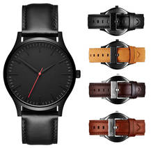 Relógio de pulso luxuoso masculino, relógio de quartzo esportivo, caixa de aço inoxidável, pulseira de couro, negócios, 2021 2024 - compre barato