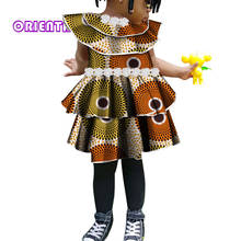 Vestido floral estampado africano, vestido fofo de menina crianças menina com flor branca bazin ricos verão vestidos africanos wyt79 2024 - compre barato