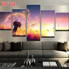 Fatcat dandelion pôr do sol 5 peça diy pintura diamante quadrado completo broca redonda diamante bordado venda arte decoração para casa ae1369 2024 - compre barato