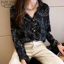 Autumn 2021 New Fashion Casual Chiffon Women Tops Long Sleeve V-neck Button Elegant Women Blouses Printed Women Clothing 6136 50 2024 - buy cheap