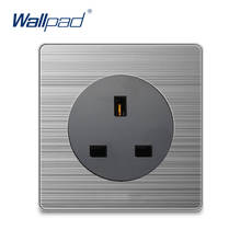 Wallpad UK 13A Socket Wall Power Socket Electric Outlet Silver Stainless Steel Panel For Home 2024 - buy cheap
