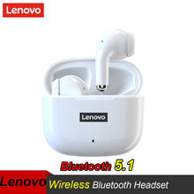 Lenovo-auriculares inalámbricos con Bluetooth 5,1, dispositivo de audio estéreo con reducción de ruido, bajos, Control táctil, modo de reposo largo, 300mAH, TWS, LP40 2024 - compra barato