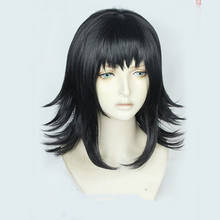 Anime Kimetsu no Yaiba Makomo Cosplay Wig Blade of Demon Slayer Black Short Synthetic Hair Halloween Adult + Wig Cap 2024 - buy cheap