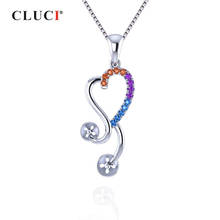 CLUCI-Colgante de perlas de plata esterlina 925 para mujer, regalo de joyería de montaje, dijes de circonita con corazón de plata 925, SP331SB 2024 - compra barato