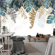 Papel de parede com mural personalizado 3d, folha de banana para decoração de parede de quarto, sala de jantar, cenário para decoração de casa 2024 - compre barato
