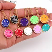 10PCS, Colorful Enamel Smile Face Pendants and Necklaces For Women Body Decorations in Round Shape Neon Color Charm Jewelry 2024 - buy cheap
