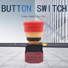 Interruptor de botón de bloqueo de enclavamiento de 22mm, LA36M-11ZS de parada de emergencia para elevador, fuente de alimentación de seta roja, sin NC, contacto plateado, 10A 2024 - compra barato