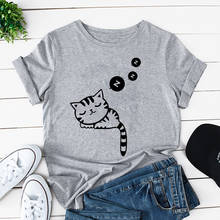 Camiseta Kawaii de gato y perro para Mujer, Tops Vintage de dibujos animados, Camiseta bonita para Mujer, Camiseta de manga corta Harajuku divertida para Mujer 2024 - compra barato
