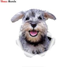 Three Ratels 1075 3D Smiling Schnauzer dog Wall Decor Waterproof Kitchen Refrigerator Stickers DIY Home Living Room Decoration 2024 - buy cheap