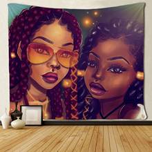 Afro Black Mom and Daughter African American Women Tapestries Hippie Art Wall Hanging 2024 - buy cheap