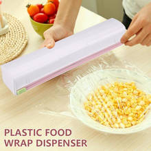 1pc Plastic Food Wrap Dispenser with Slide Cutter Adjustable Cling Film Cutter Preservation Foil Storage Box Bottom Kitchen Tool 2024 - buy cheap