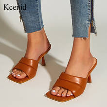 Kcenid-Sandalias de verano de punta cuadrada para mujer, zapatos de tacón alto, sexys, color marrón y blanco, talla grande 35-41 2024 - compra barato