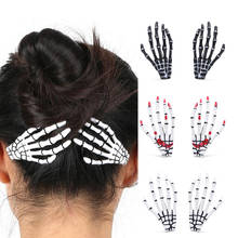 1pcs Crystal/Acrylic Skull Hand Bone Hairpin Gripper Ghost Skeleton Hair Clips Hairclips Bone Claw Hair Accessories Fashion 2024 - buy cheap