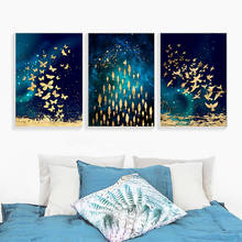 Golden Butterfly Fish Bird Dance PosteNordic Style Wall Art Picture Canvas Poster Print Painting Abstract Picture Home Decor 2024 - buy cheap