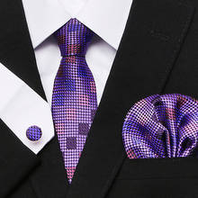 100% Silk Woven Men Tie Necktie 8 cm New Navy Blue Tie Handkerchief Cufflinks Set Classic Wedding Pocket Square Tie Set 2024 - buy cheap