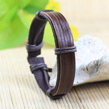 Wrap Multilayer 6Pcs/set Leather Bracelet Men Wristband Bracelets & Bangles For Women Men vintage Jewelry Pulseras  -J71 2024 - buy cheap