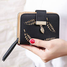 2020 Design Women's Purse Zipper Leather Ladies Wallet Women Luxury Brand Small Female Wallet Hollow Leaves for Credit Cards 2024 - buy cheap