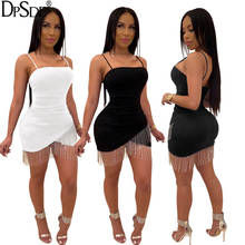 DPSDE Strapless Tassel Bandage Black Dress For Women Full Sleeve Night Club Bodycon Sexy Dress White Autumn New 2020 Mini Dress 2024 - buy cheap