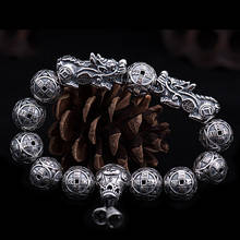 Pulsera de plata de ley S990 para hombre y mujer, brazalete de la suerte de las tropas de la Fortuna, regalos hechos a mano, joyería de cuentas 2024 - compra barato