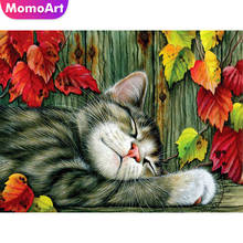 Momoart pintura de diamante para gato, pintura de diamante para gato, bordado completo de diamante quadrado/redondo, mosaico de animais, flores para ponto cruz 2024 - compre barato