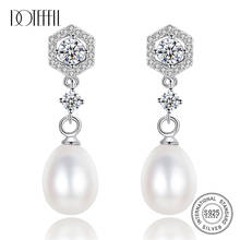 DOTEFFIL-pendientes de perlas de agua dulce para mujer, aretes con incrustaciones de circonita de plata 925 auténtica, joyería de perlas, regalo de Navidad 2024 - compra barato