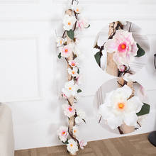 Flores artificiales de Magnolia, ramas de vid, guirnalda de orquídeas, cadena de flores de seda, arco de boda, decoración colgante de pared para fiesta, 185cm 2024 - compra barato