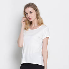 100% Pure Silk Women's T-Shirts O Collar Tops Tees Shirt Women Solid Candy Color Female Clothes Short Sleeve Woman Wears 2024 - buy cheap
