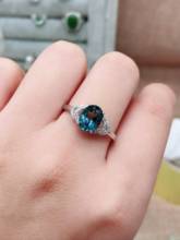 Anillo de topacio, Topacio Azul real Natural, Plata de Ley 925, envío gratis, anillo brillante, anillos de Gema azul fina 2024 - compra barato